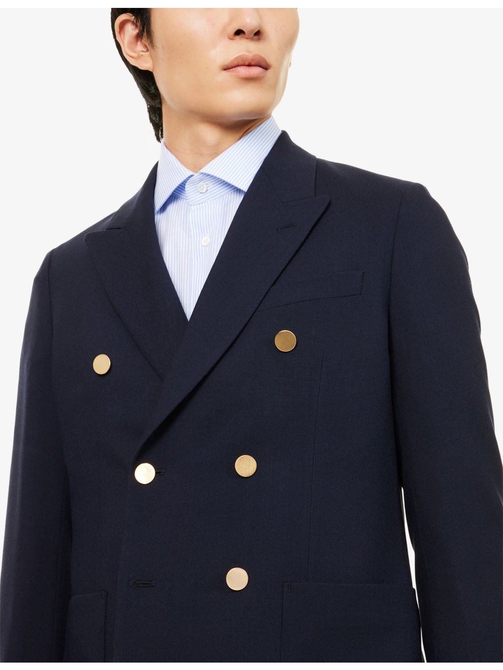 Double-Breasted Notched-Collar Woven Jacket - 5