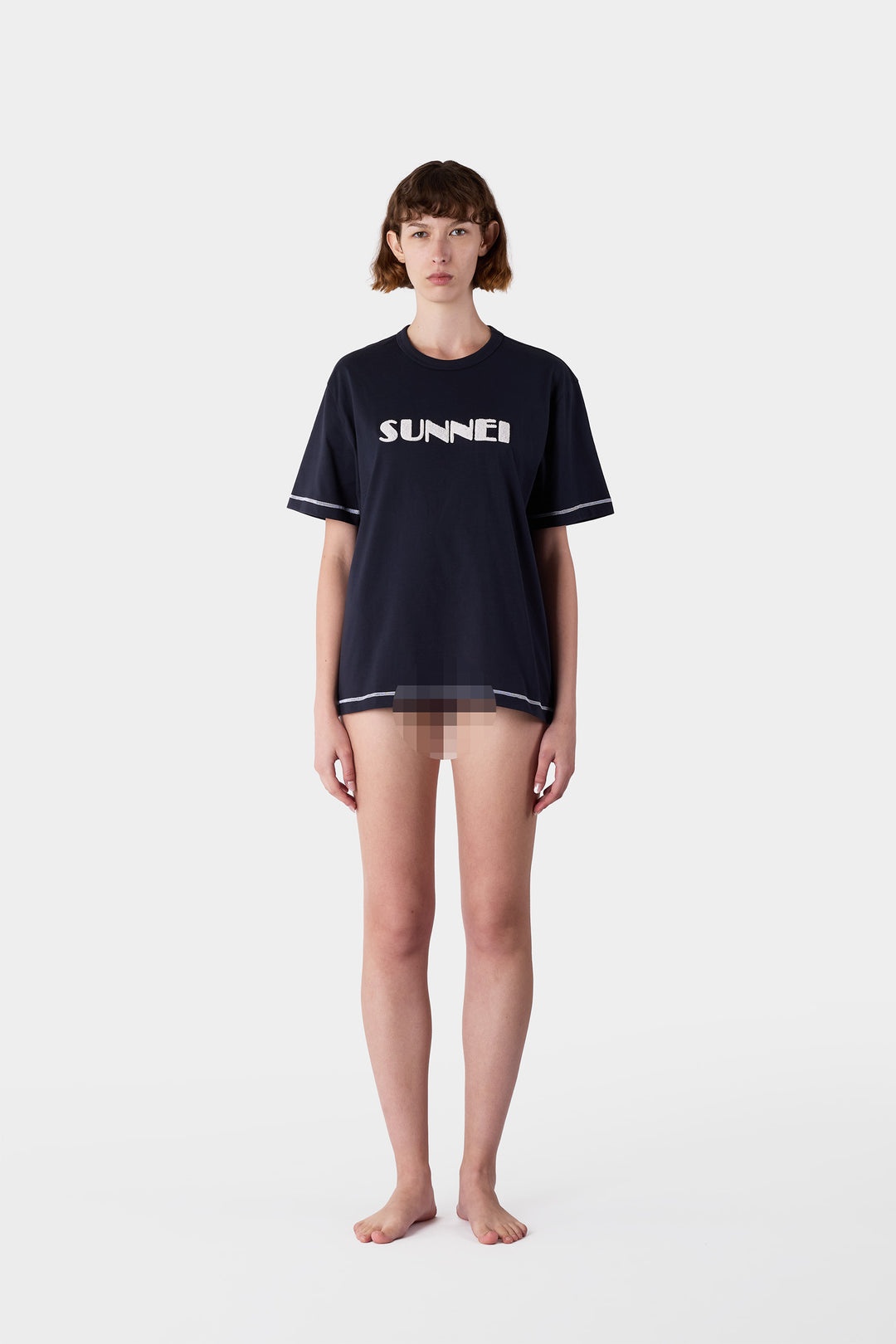 BIG LOGO BOUCLE CLASSIC T-SHIRT / blue SUNNEI & off white - 4