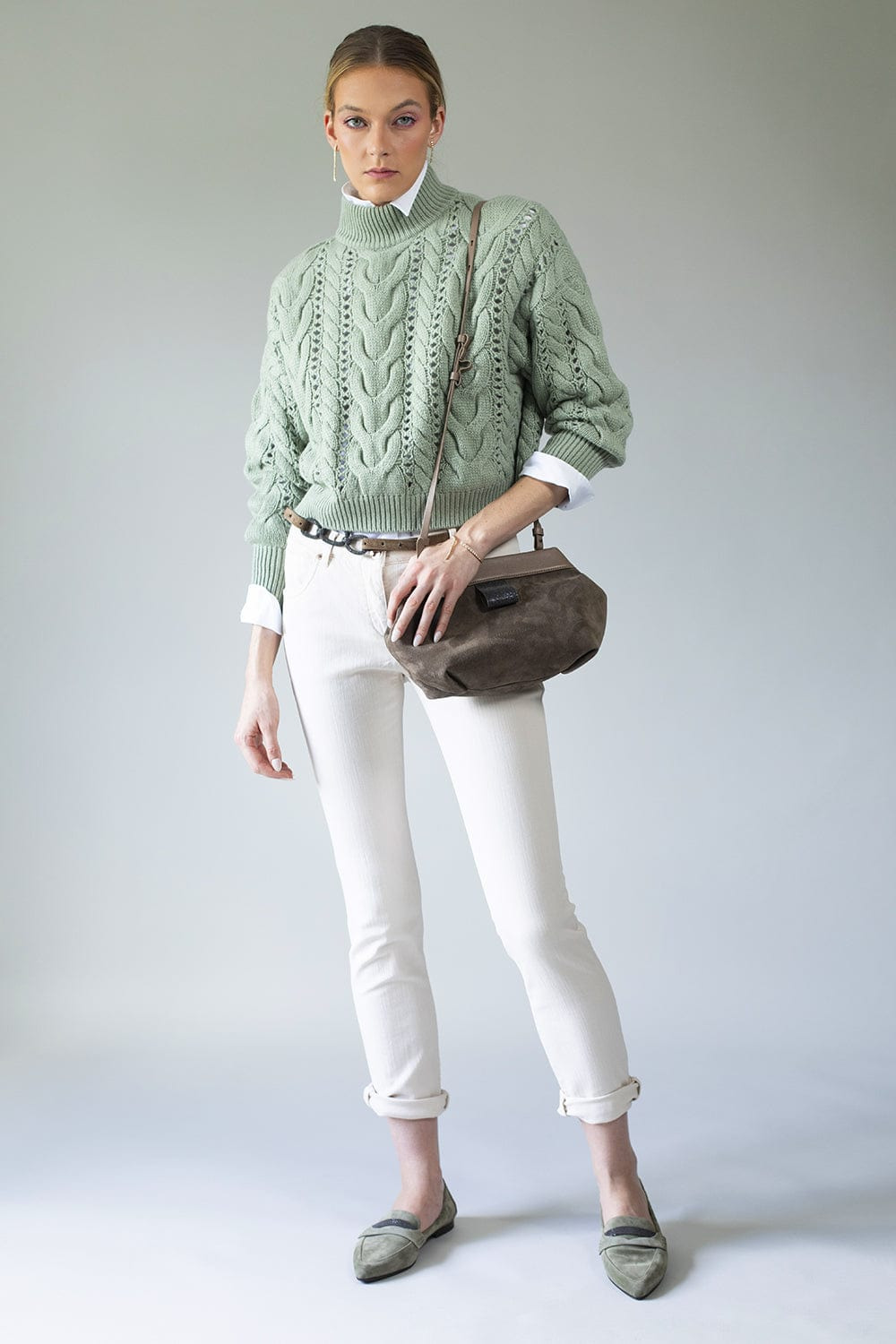 Suede Thin Belt With Monili - 2