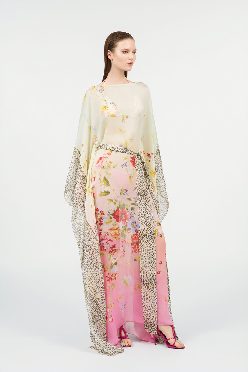 Miami Flowers Silk Kaftan 3