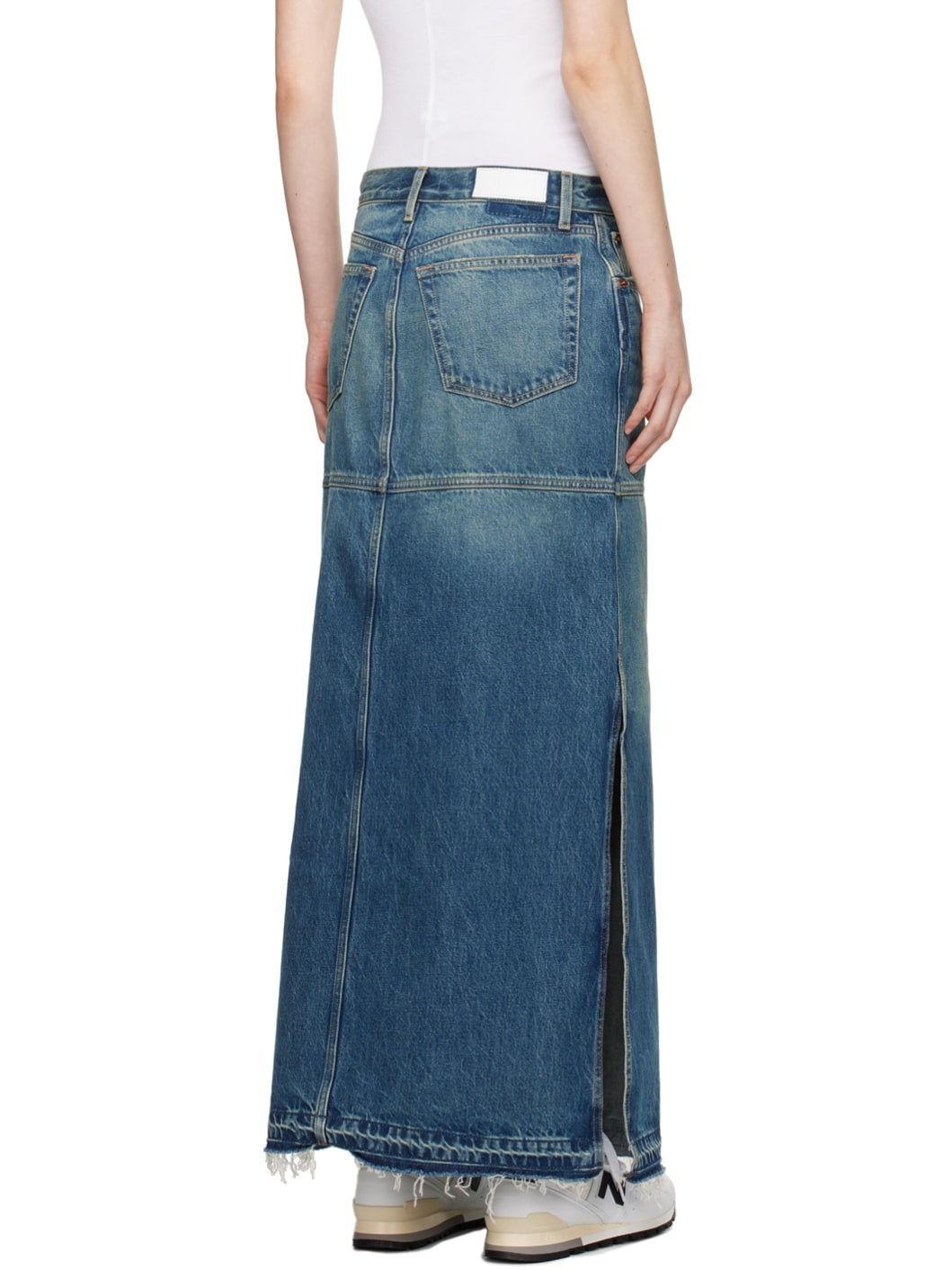 Blue Split Denim Maxi Skirt - 3