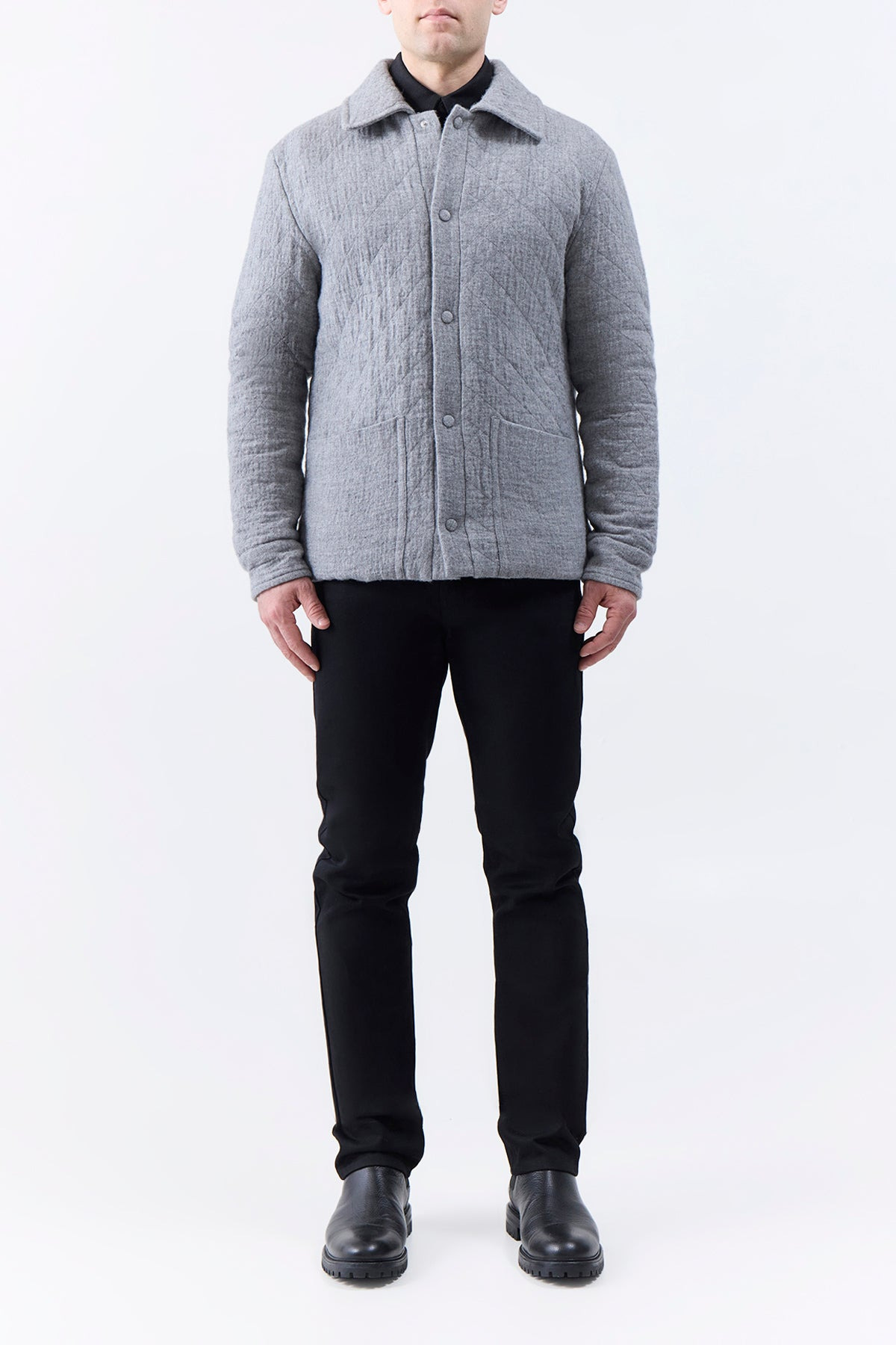 Skye Paddock Jacket in Grey Melange Cashmere Linen - 3