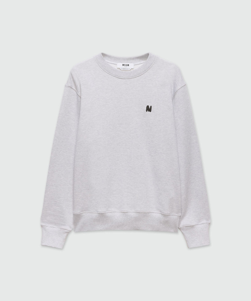 Grey melange jersey sweatshirt with "TheMwave" embroidery 1