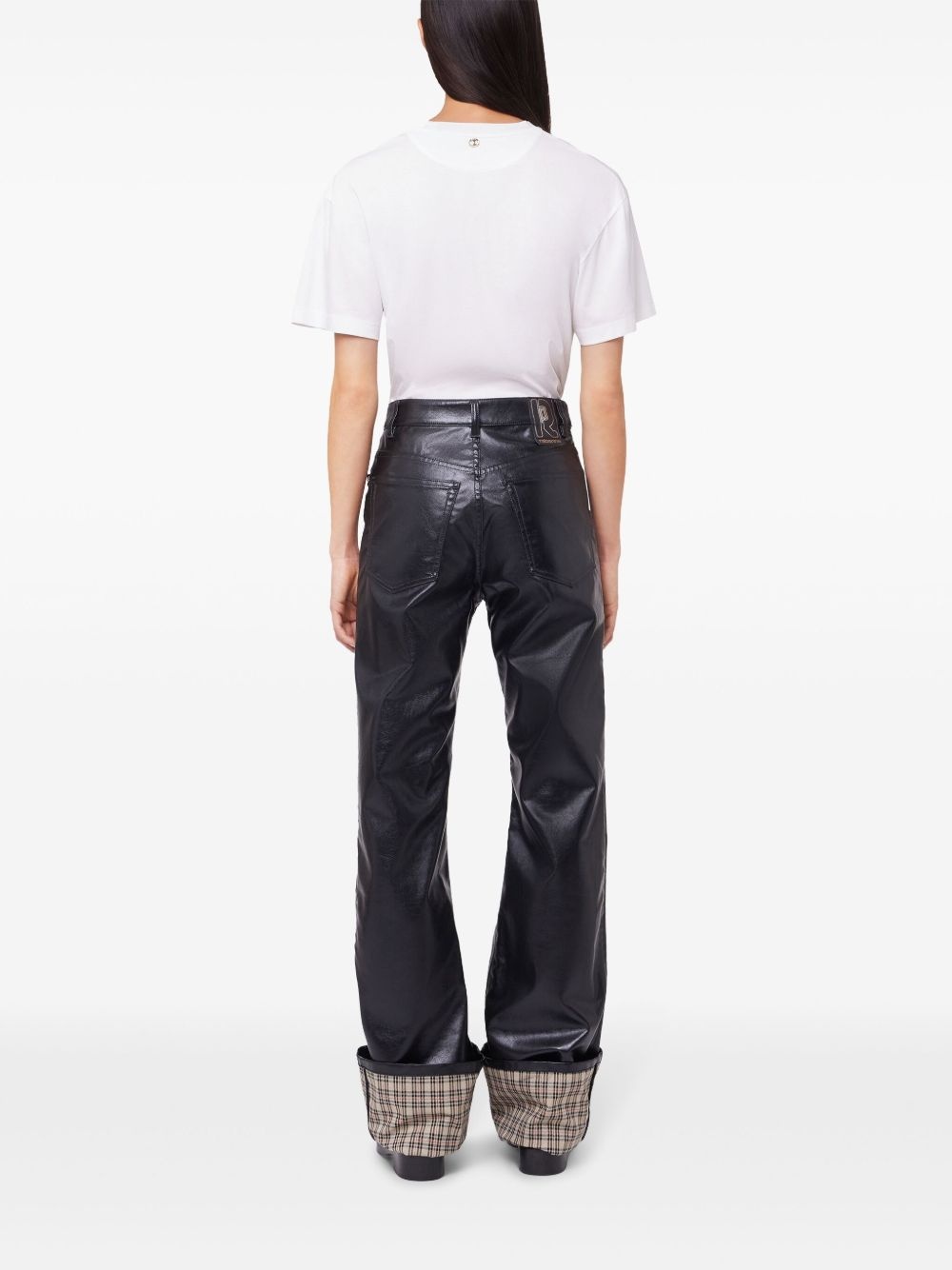faux-leather flared trousers - 4