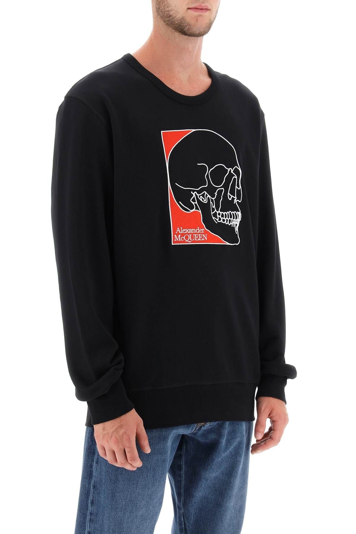 スウェット・トレーナー ALEXANDER MCQUEEN SKULL EMBROIDERED COTTON SWEATSHIRT Alexander McQueen skull-print Cotton Sweatshirt | White