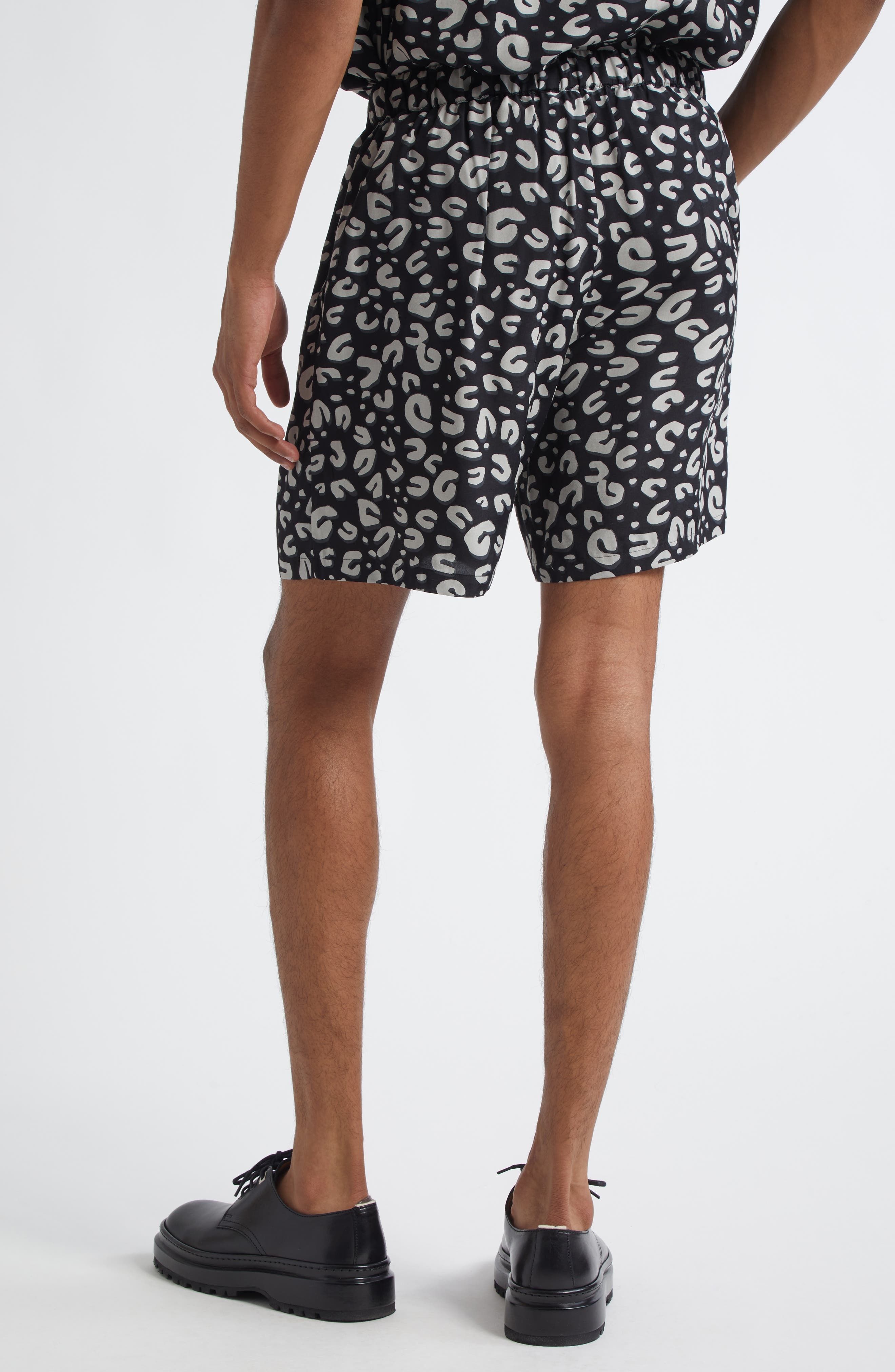 TAKAHIROMIYASHITA TheSoloist. Leopard Print Shorts in Black X White at Nordstrom - 3