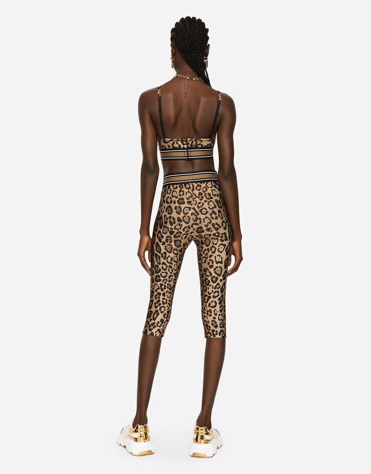 Leopard-print spandex/jersey cycling shorts - 2