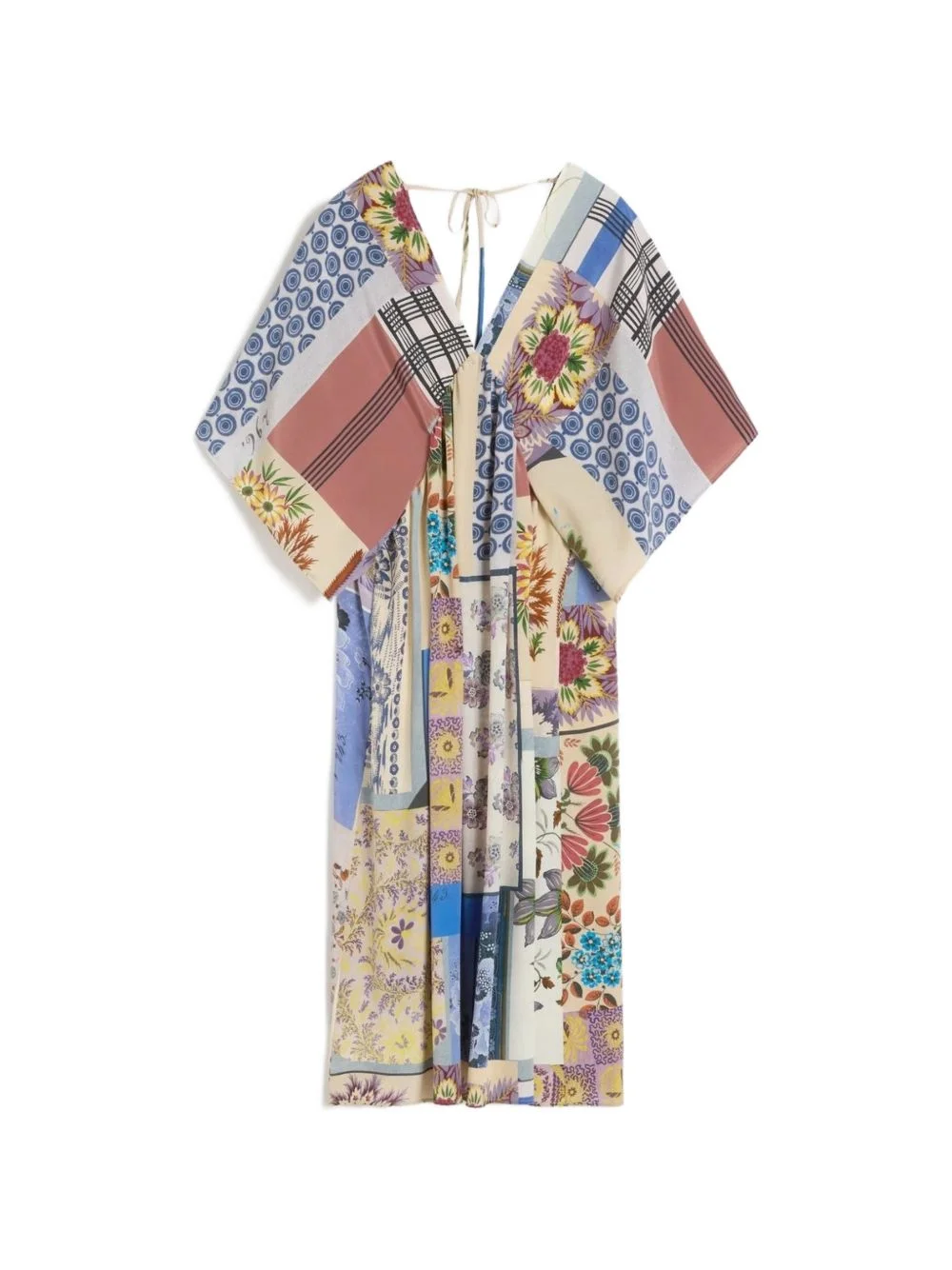 Chine floral-patchwork midi dress - 1