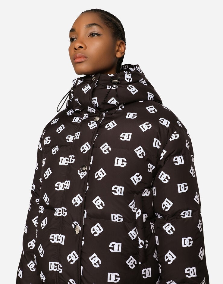 Nylon down jacket with all-over DG logo print - 5