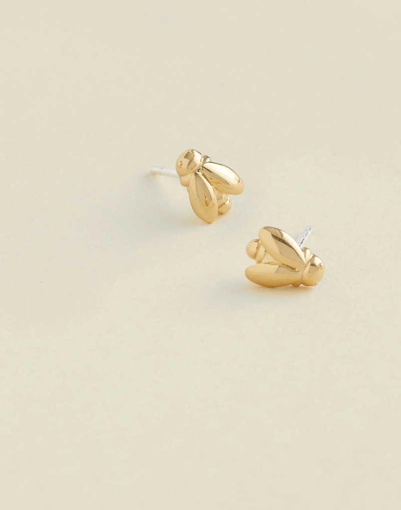 Demi-Fine Bee Stud Earrings 1