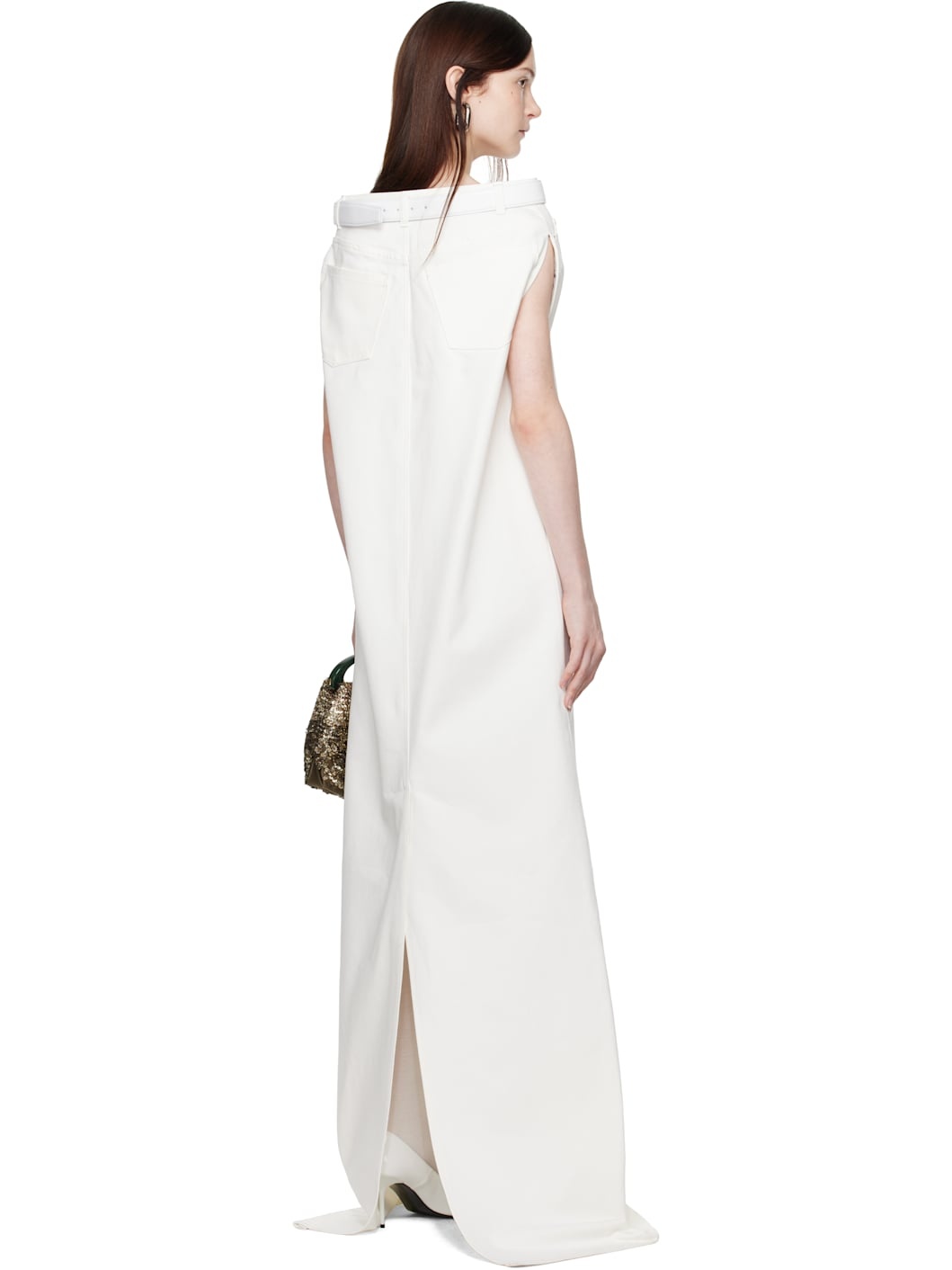 White Jeans Skirt Maxi Dress - 3
