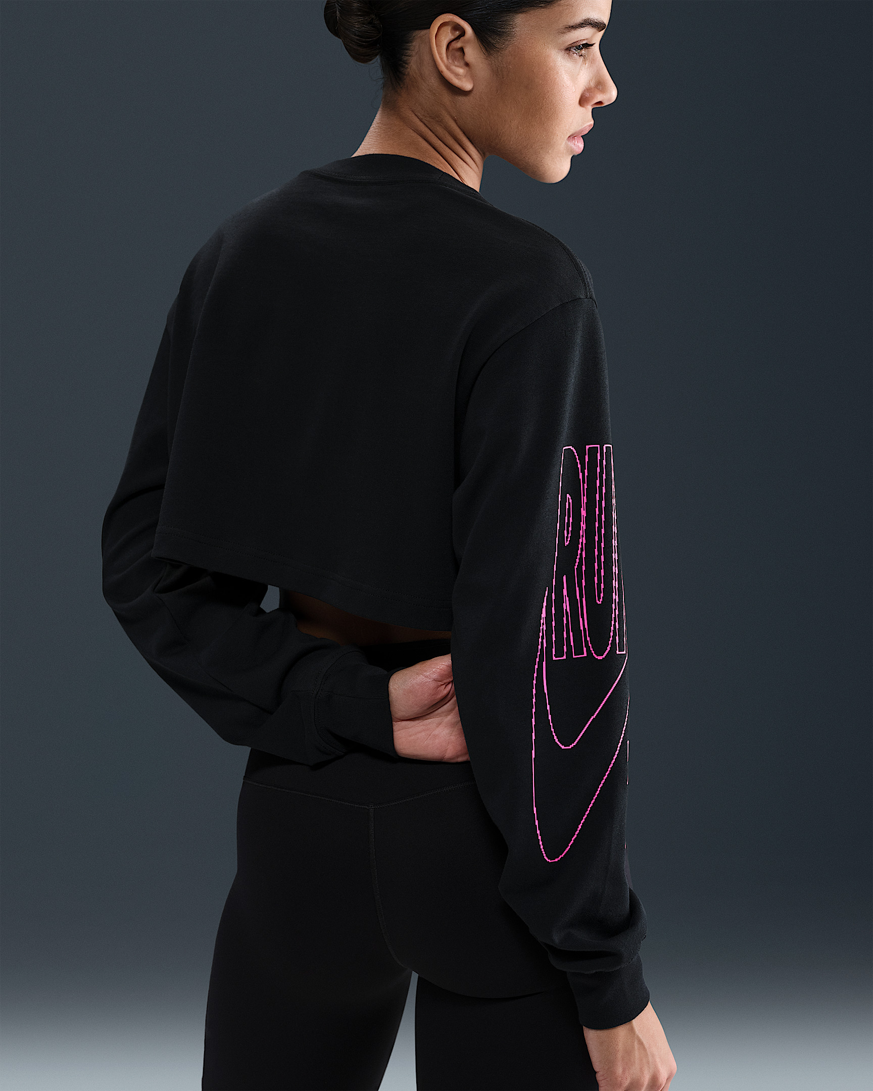 Nike Women's Oversized Long-Sleeve Cropped T-Shirt - 2