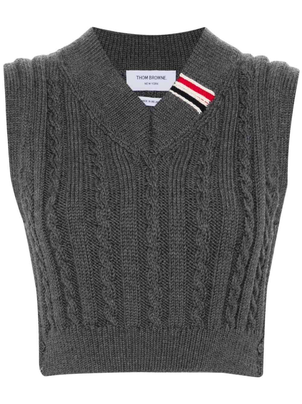 RWB-stripe cable-knit vest - 1