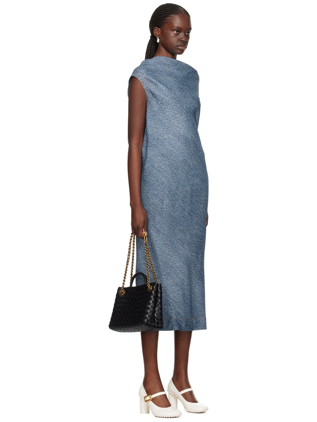 Navy & White Printed Midi Dress - 2