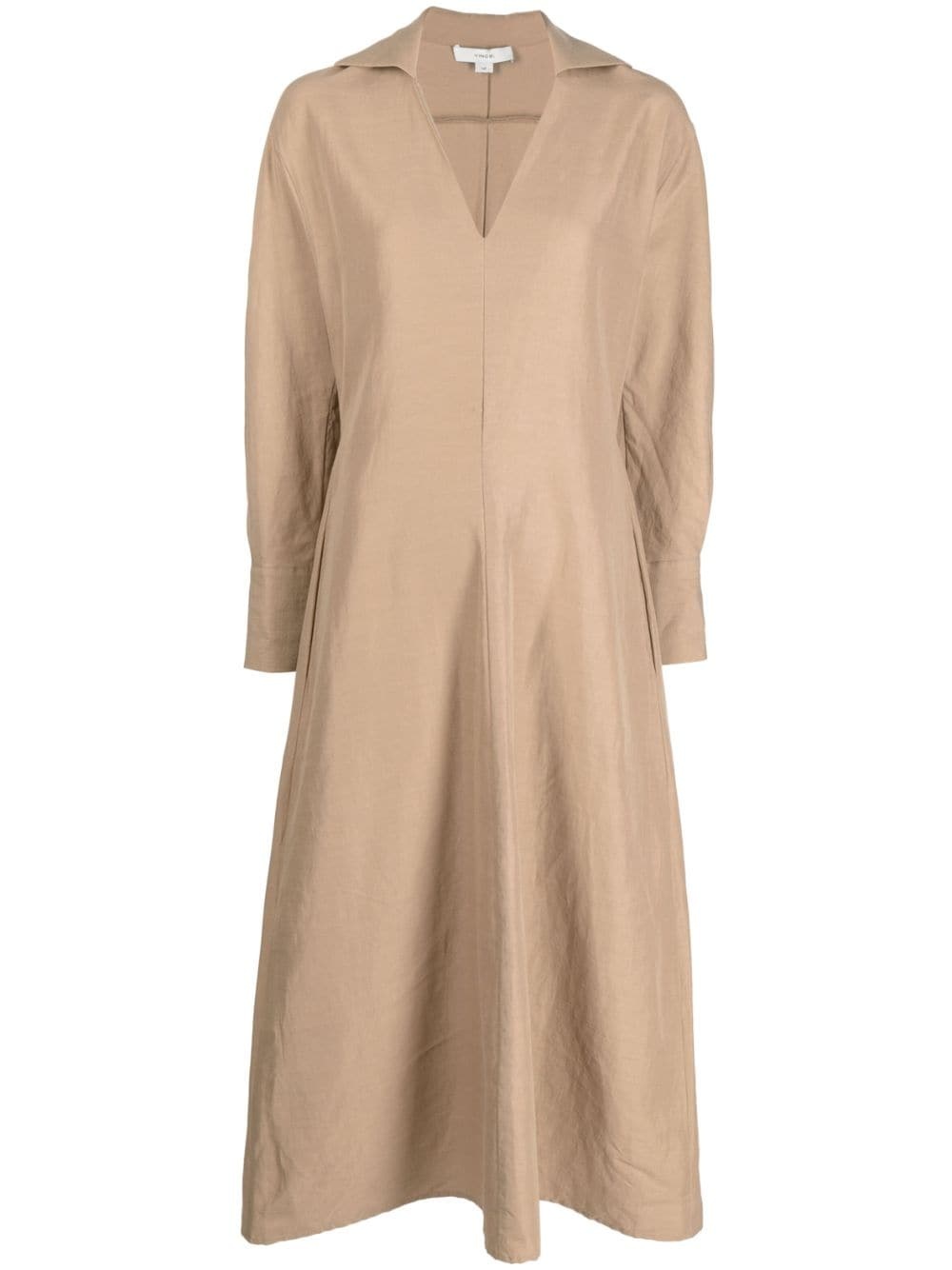 V-neck long-sleeve shirt dress - 1