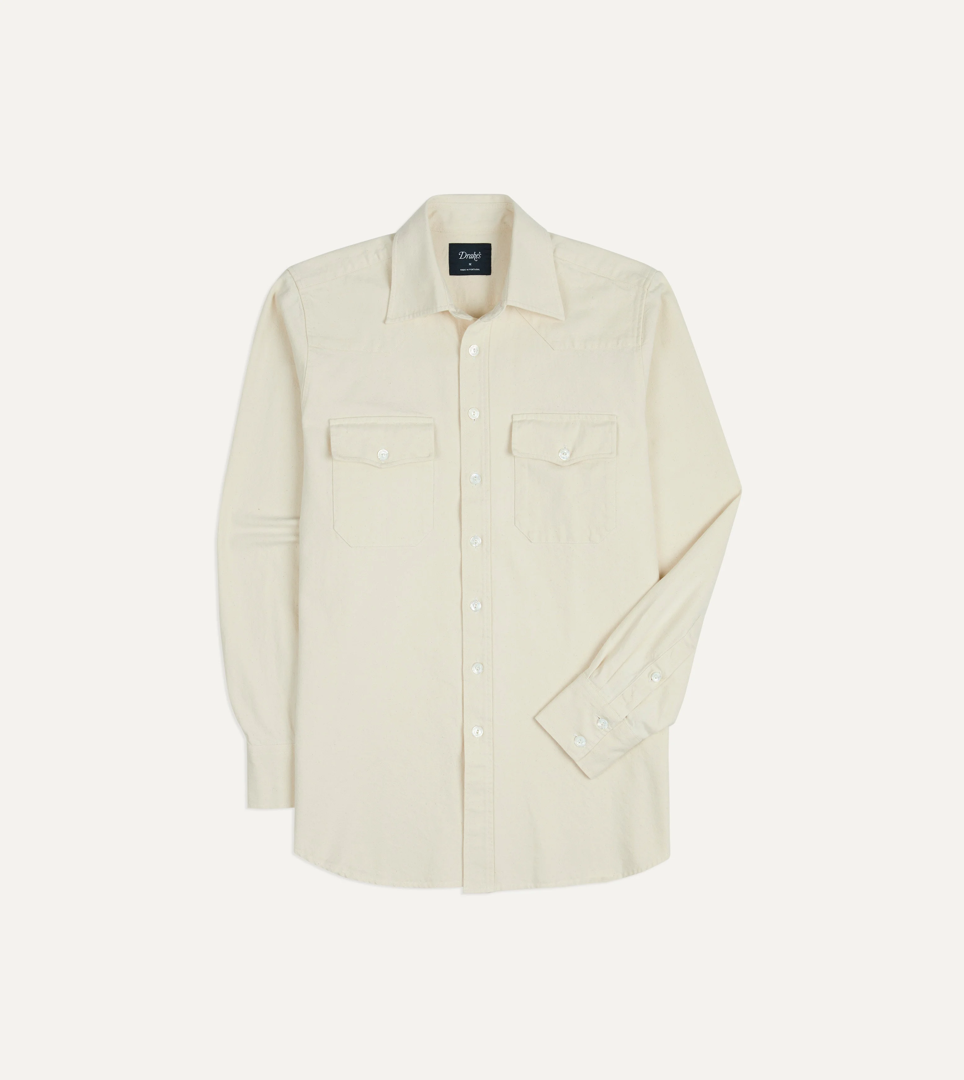 Ecru Denim Two-Pocket Western Shirt - 1