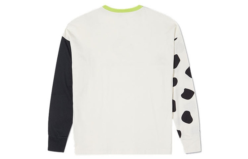 Converse (WMNS) Converse Large Logo Printing Splicing Contrasting Colors Loose Round Neck Long Sleeves White  outlook