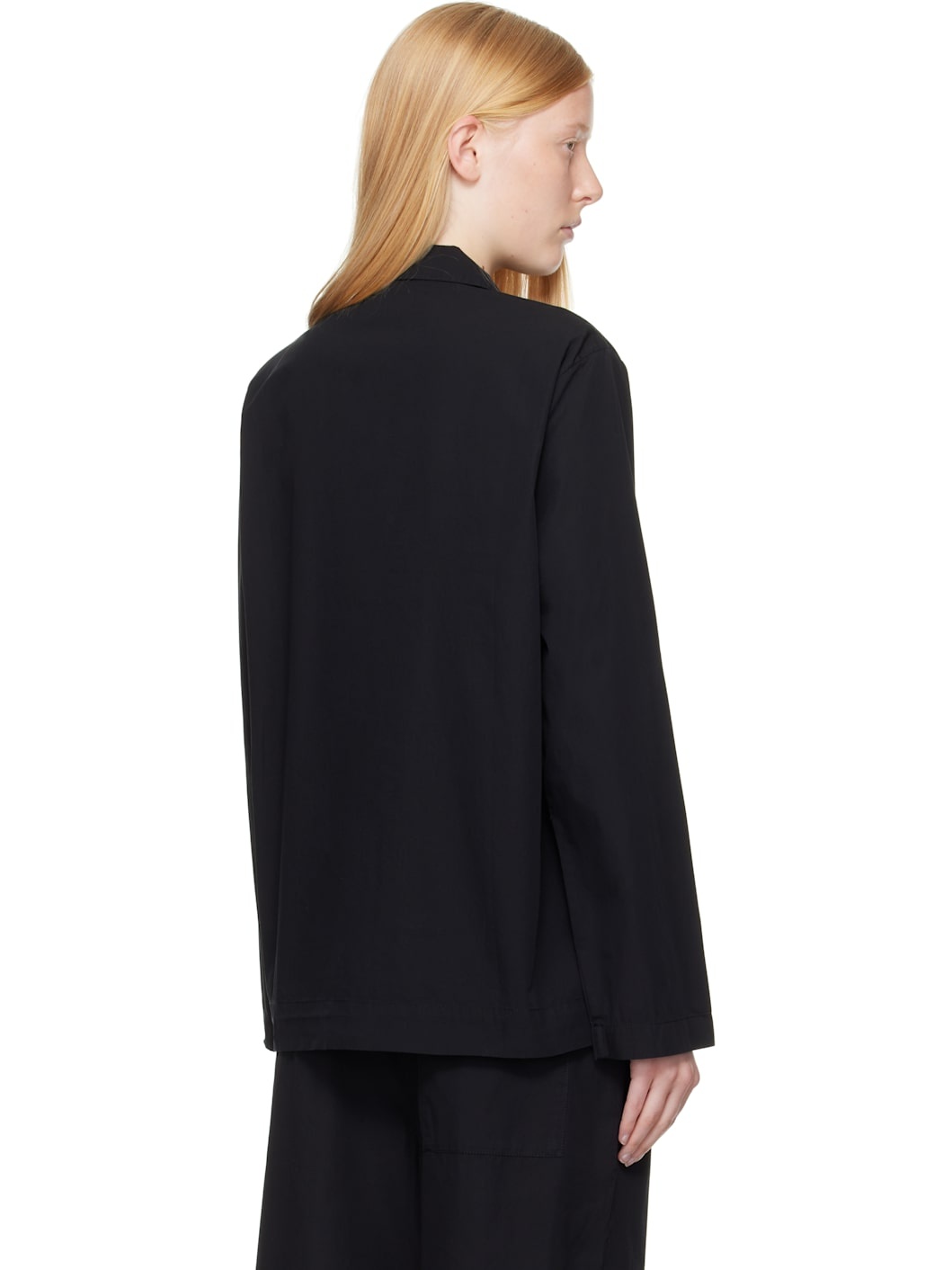 Black Poplin Long-Sleeved Pyjama Shirt - 3
