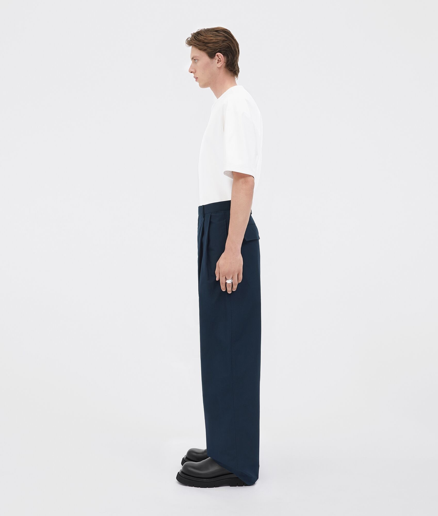 compact cotton wide leg trousers - 2
