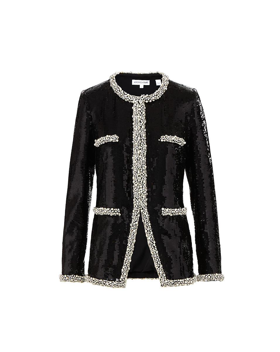 ALESSIA PEARL-TRIM SEQUIN JACKET - 1