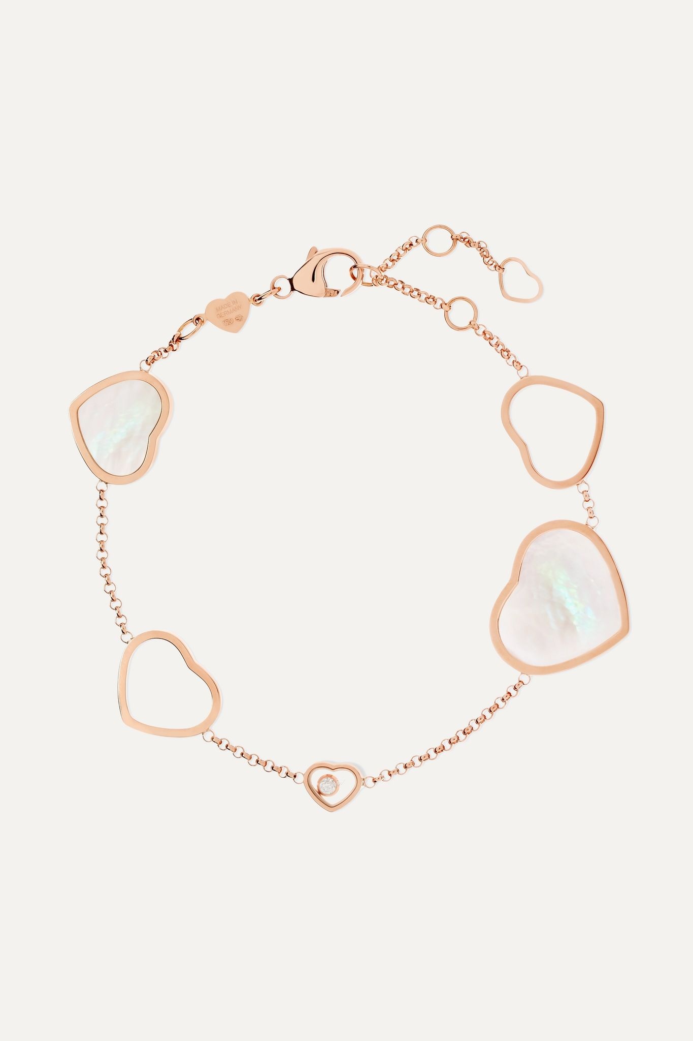 Happy Hearts 18-karat rose gold, diamond and mother-of-pearl bracelet - 1