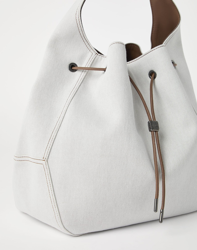 BC Duo bucket bag in cotton and linen gabardine with monili 3