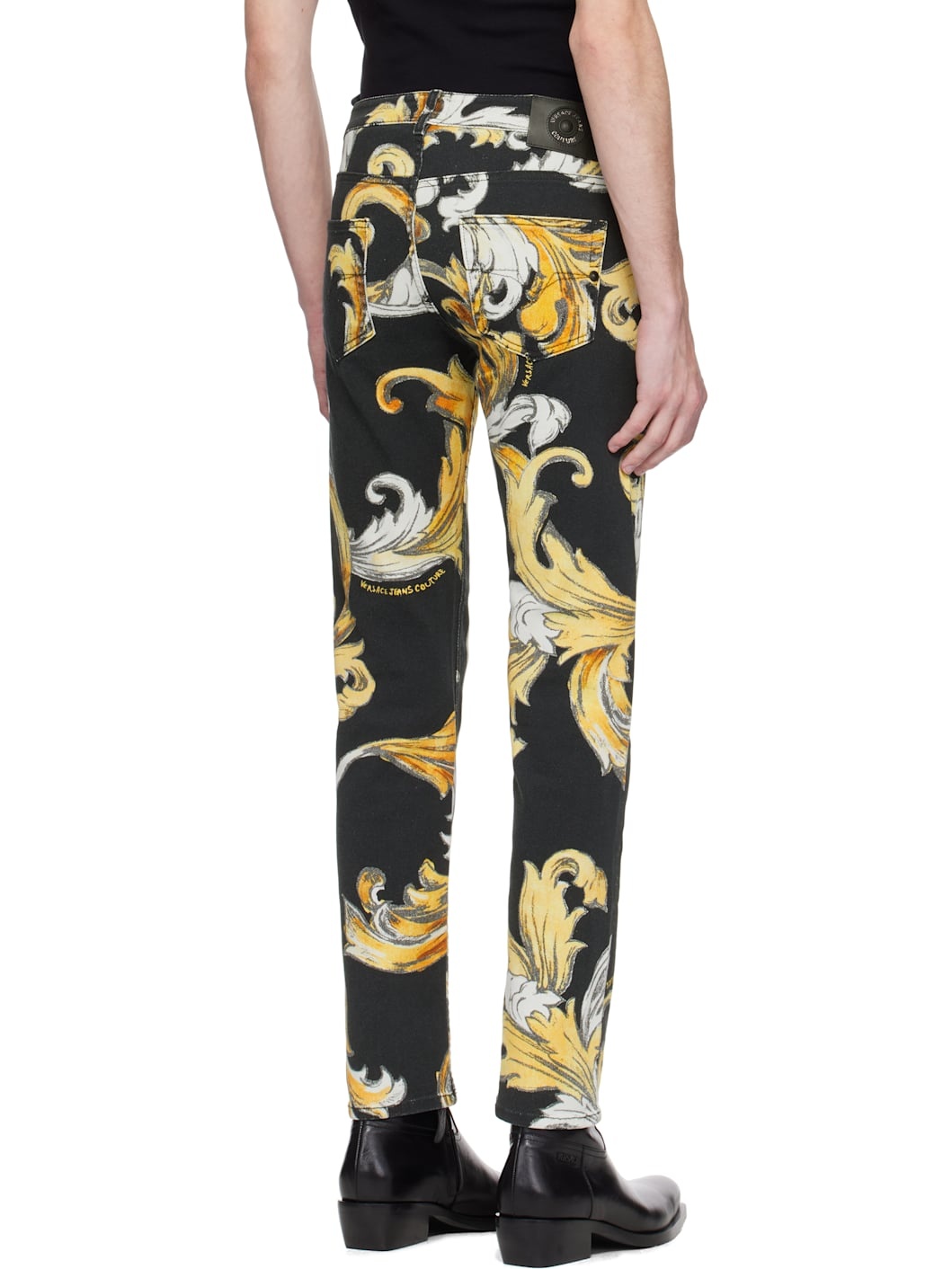 Black & Gold Piece Number Slim Barocco Jeans - 3
