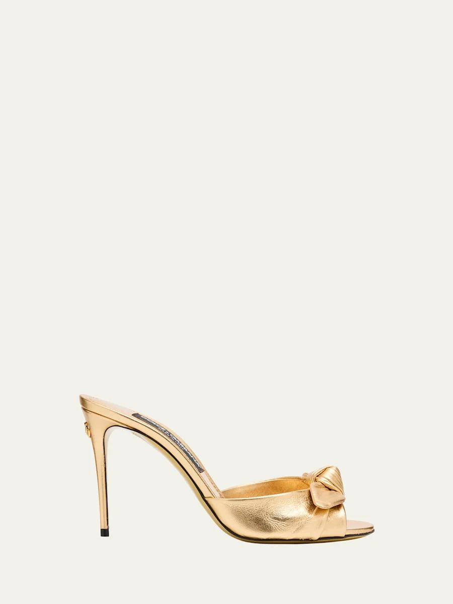Metallic Knot Stiletto Slide Sandals - 1