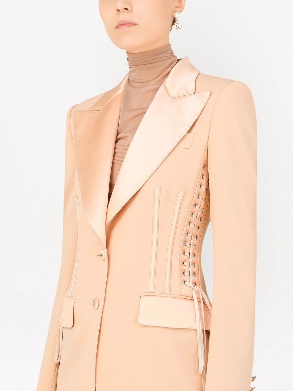 single-breasted corset-tie blazer - 5