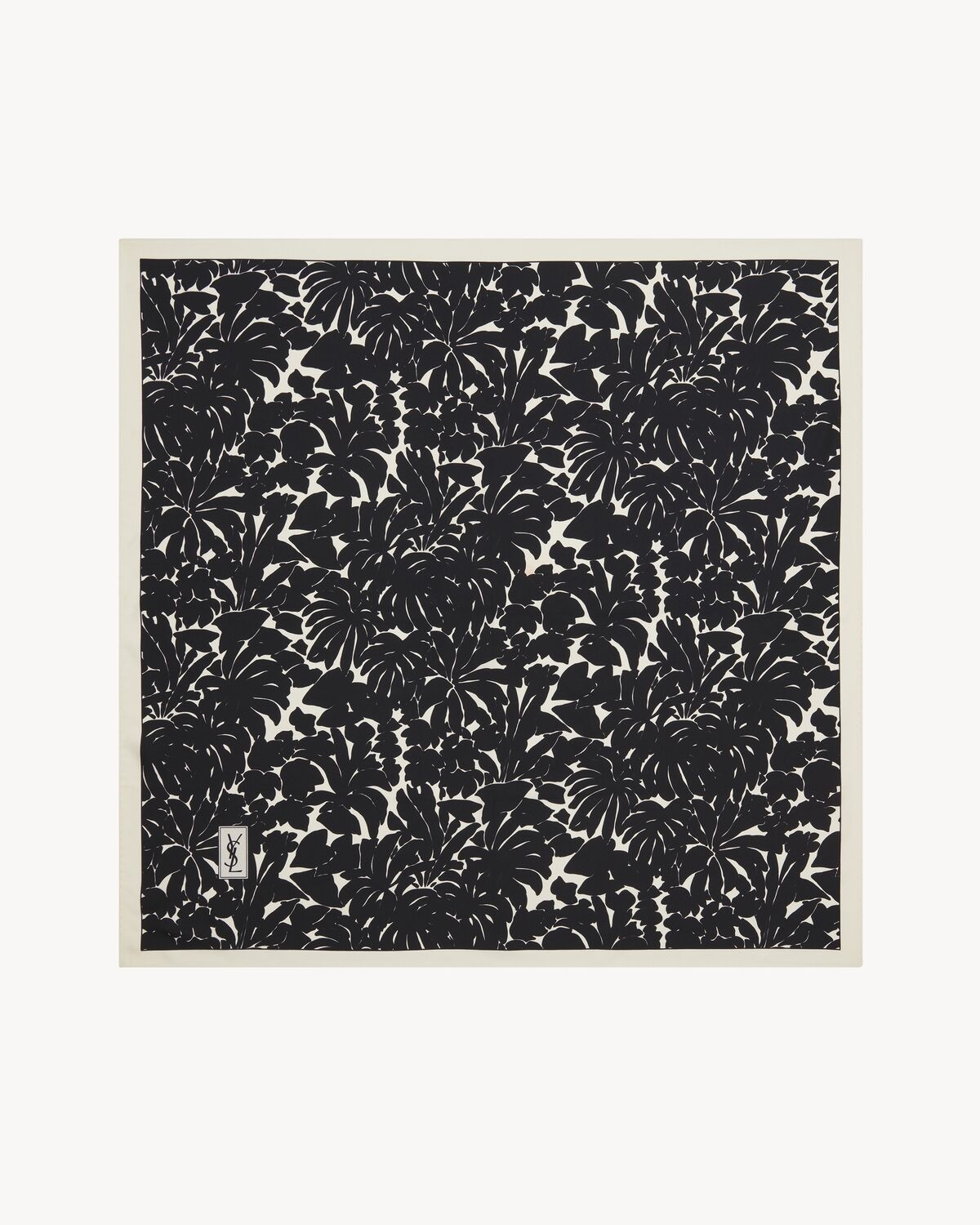 SQUARE SCARF IN LEAVES PRINT SILK TWILL - 2