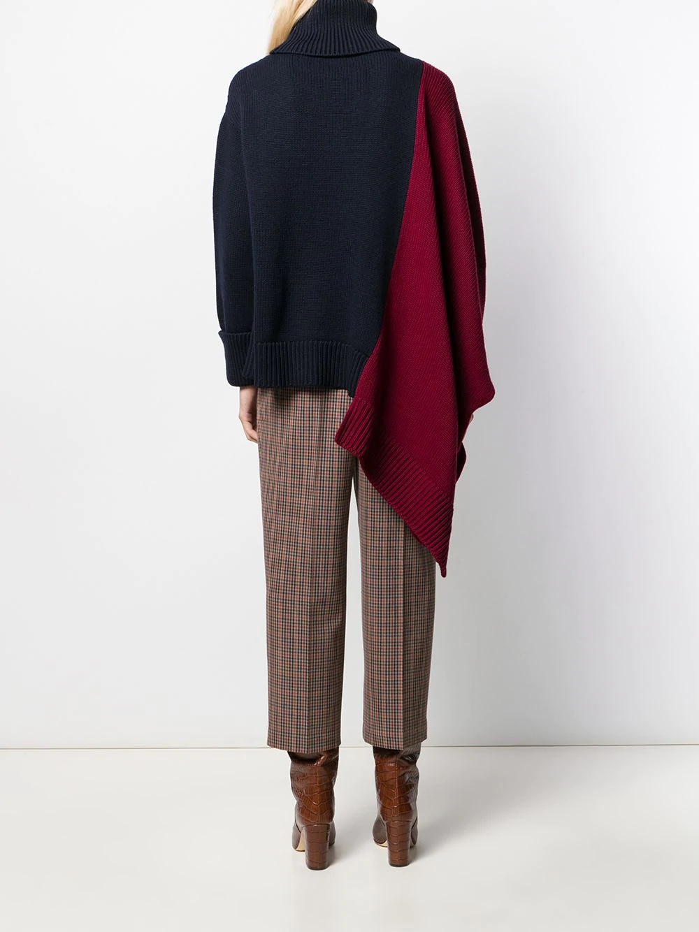 asymmetric hem color-block sweater - 4