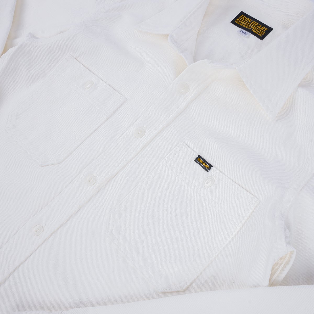 IHSH-391-WHT 13.5oz Denim Work Shirt - White - 10