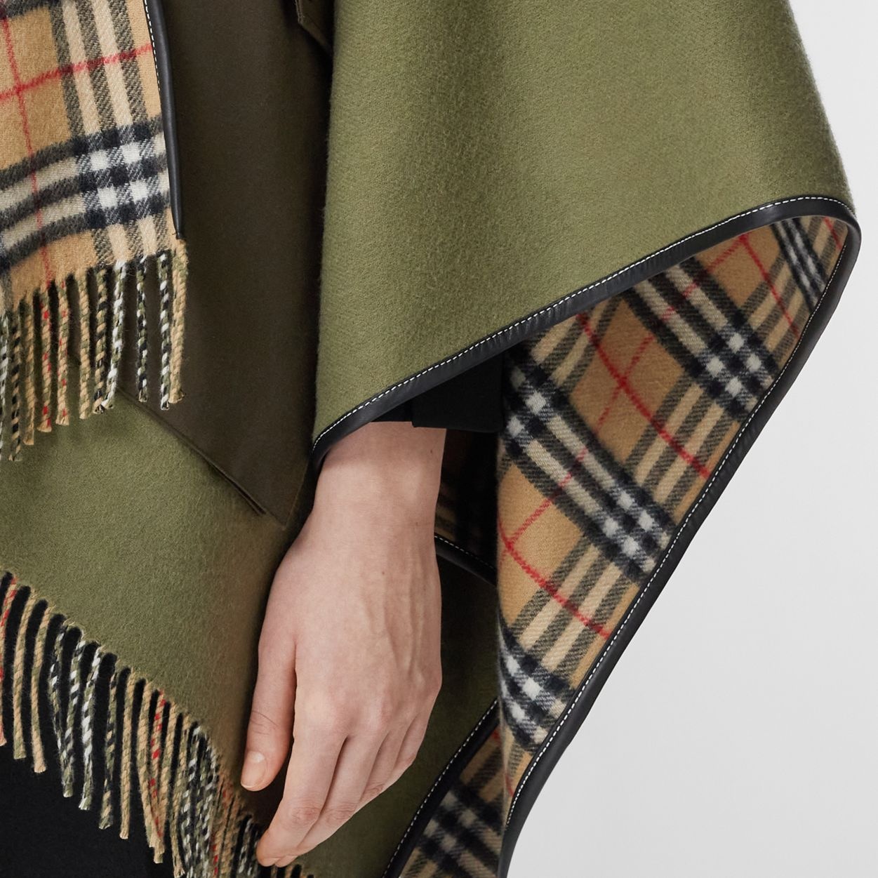 Reversible Vintage Check Wool Cashmere Cape - 2