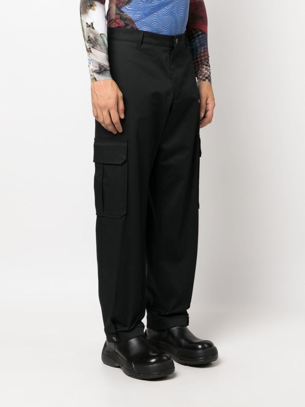 logo-embroidered wide-leg trousers - 3