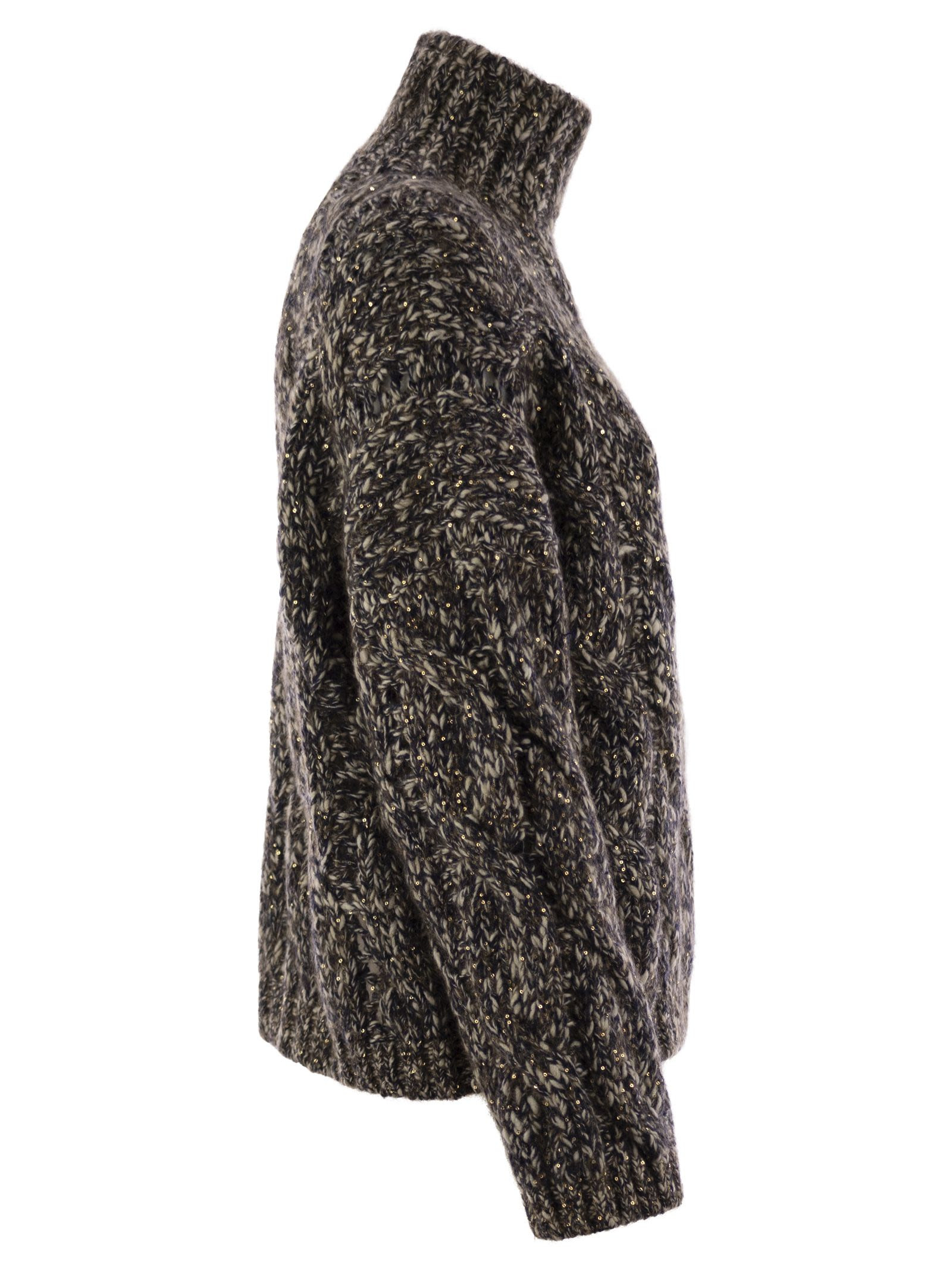 Brunello Cucinelli Women Soft Wool, Cashmere And Mohair Turtleneck Sweater With Braided Design - 3