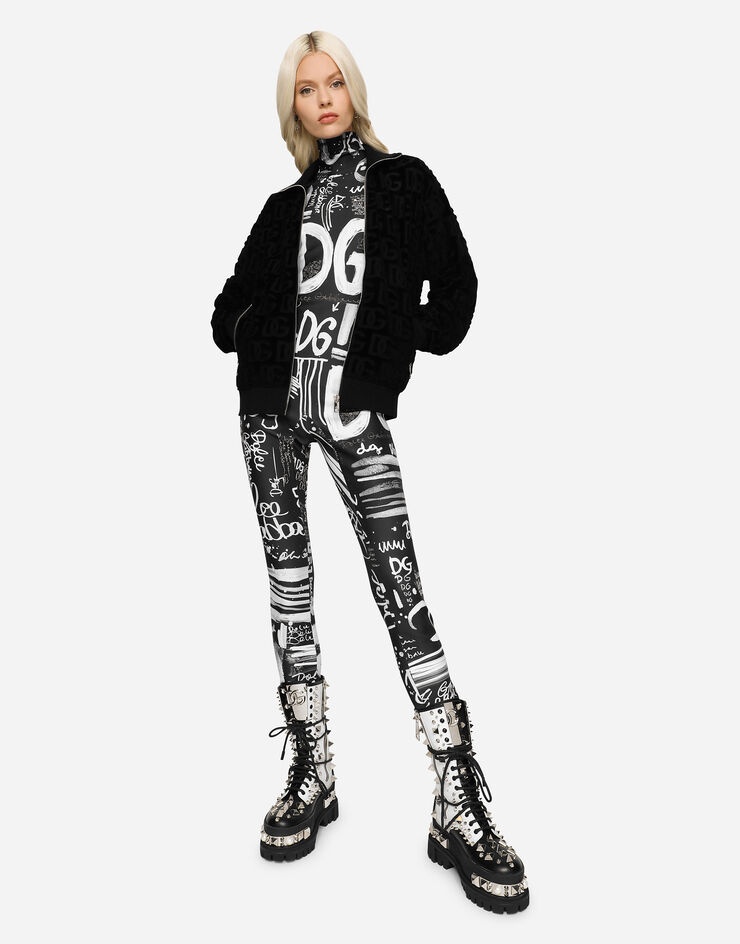 Jacquard jersey sweatshirt with all-over DG detail and zipper - 3