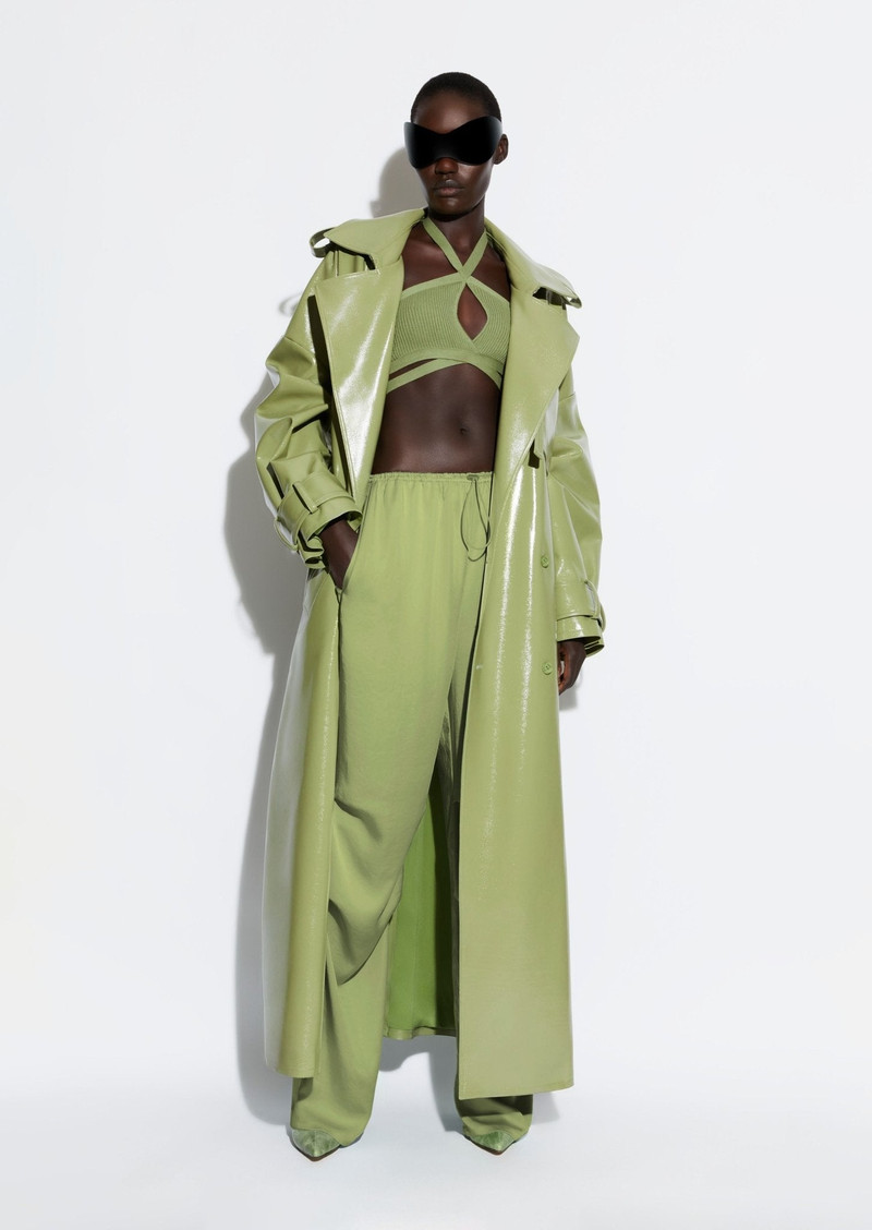LAPOINTE Patent Faux Leather Double Breasted Trench outlook