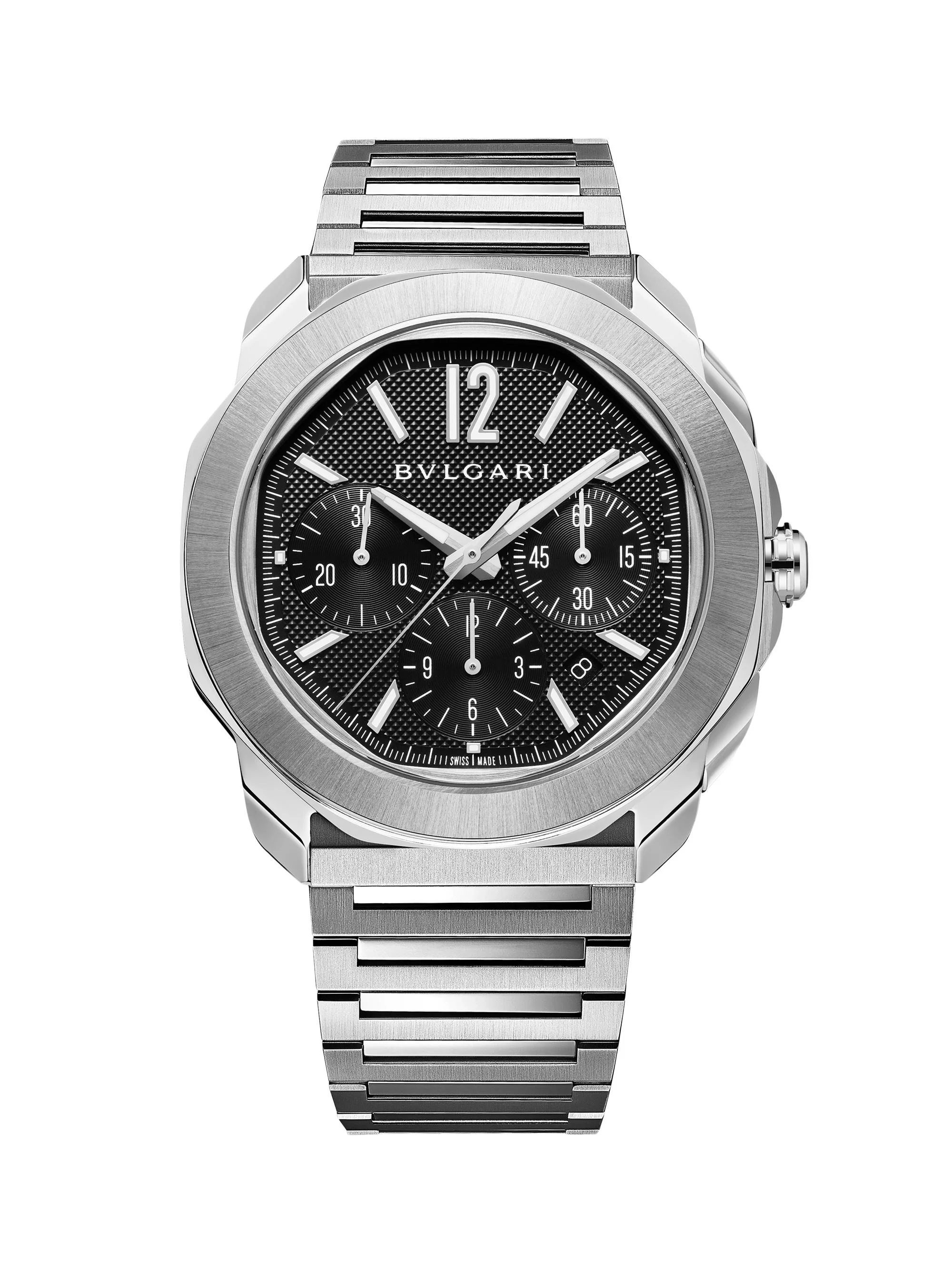 Men's Octo Roma Stainless Steel Chronograph Bracelet Watch - Black - 1
