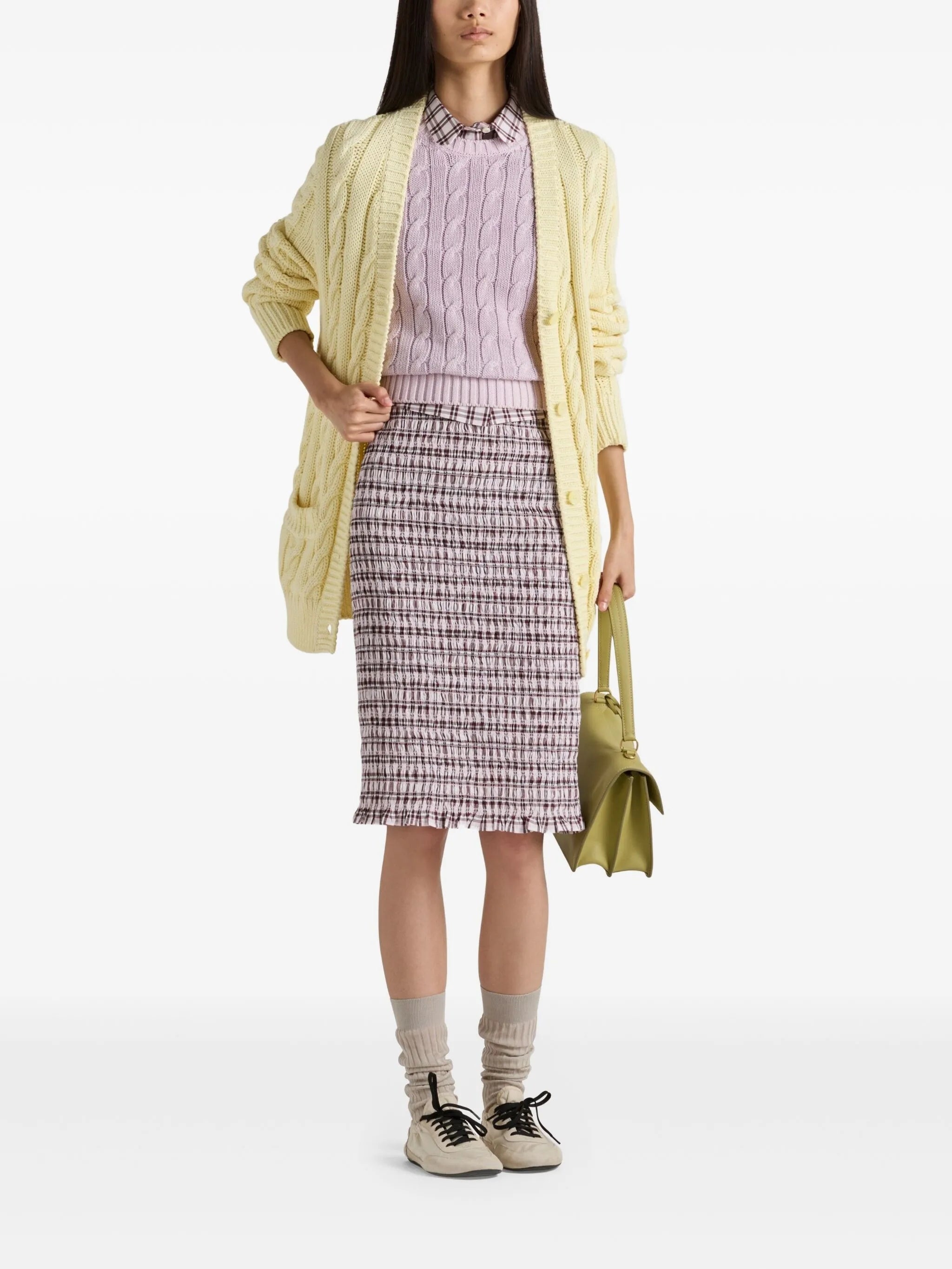 Checked Cotton Midi Skirt - 4