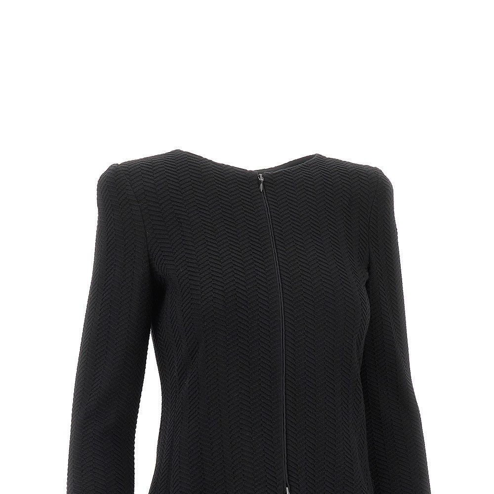 CHEVRON EMBOSSED JERSEY JACKET - 2