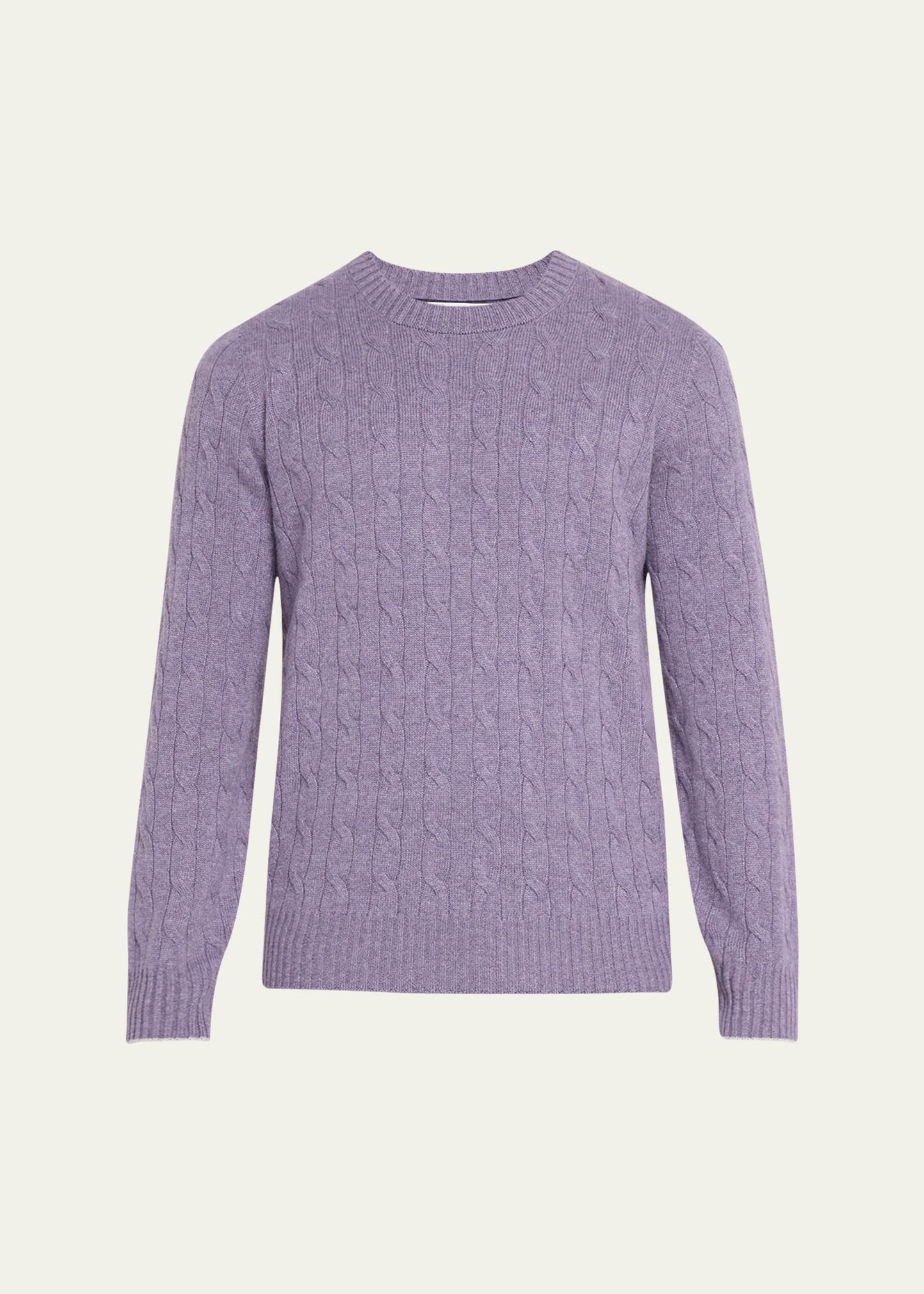 Men's Cashmere Cable Knit Crewneck Sweater - 1