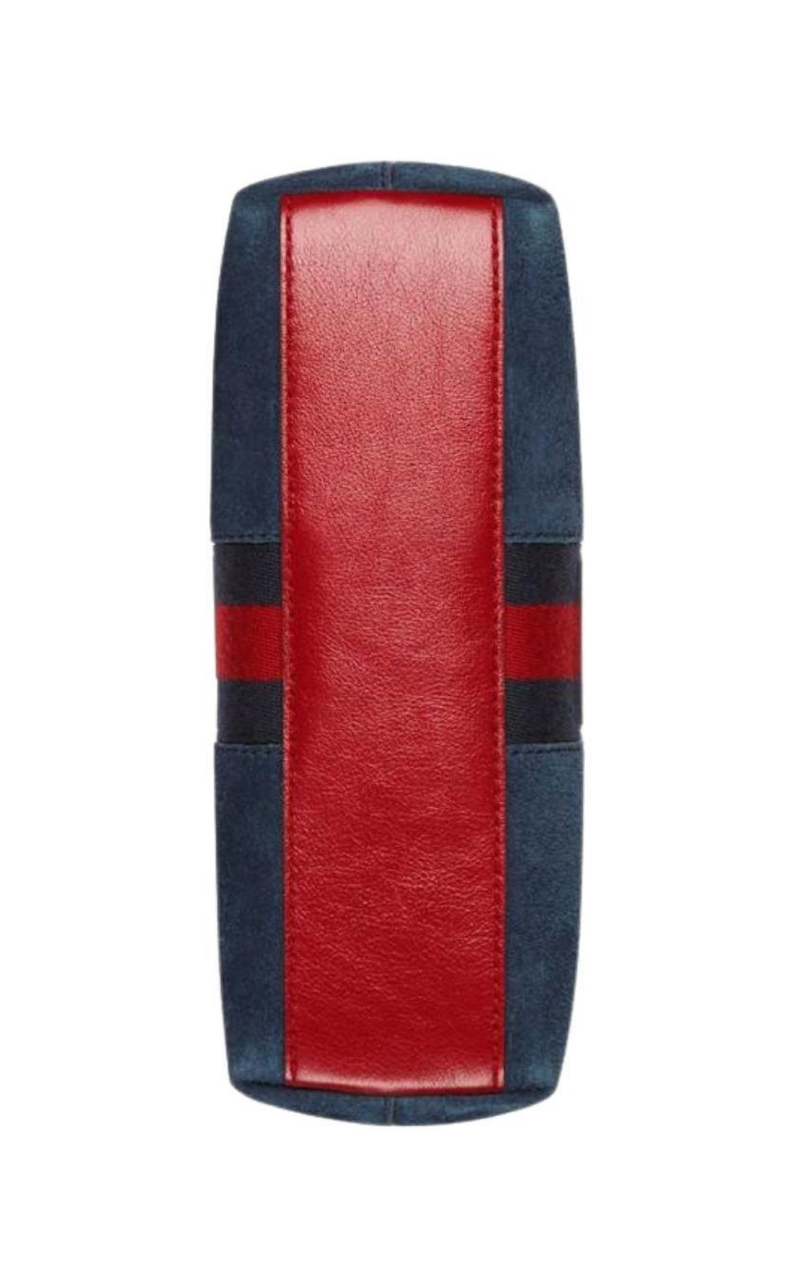 Navy Leather Suede Ophidia Shoulder Bag - 5