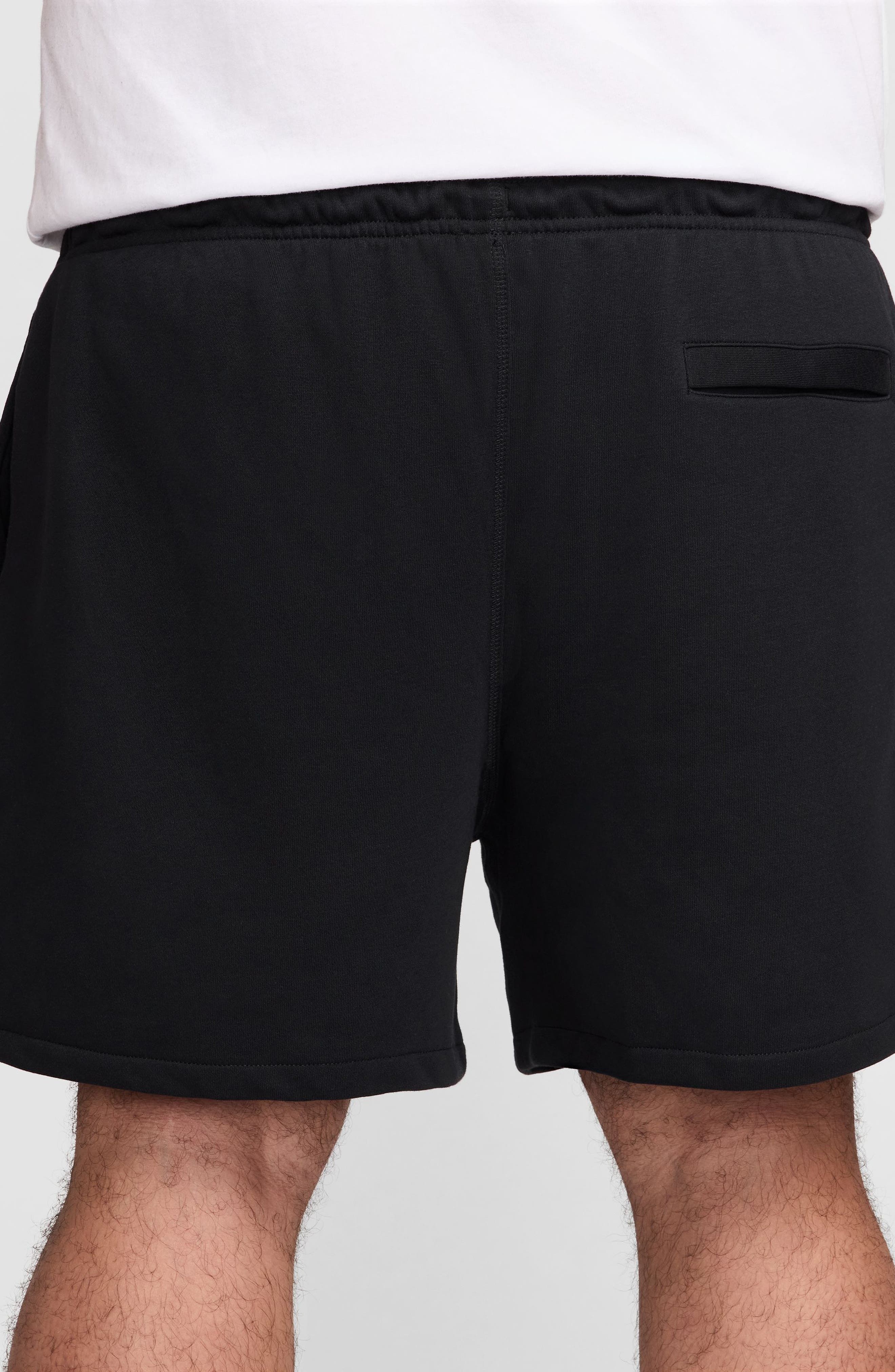 Nike Club French Terry Flow Shorts in Black/Black/White at Nordstrom - 4