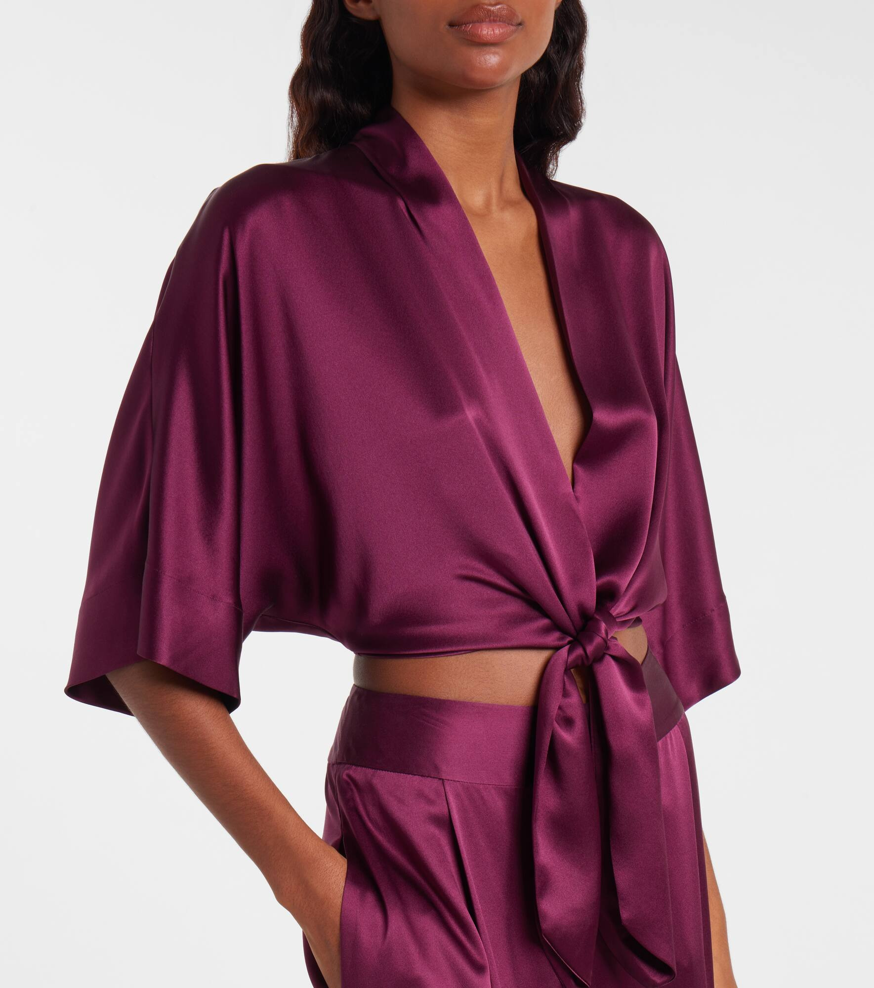 Cropped silk charmeuse top - 4