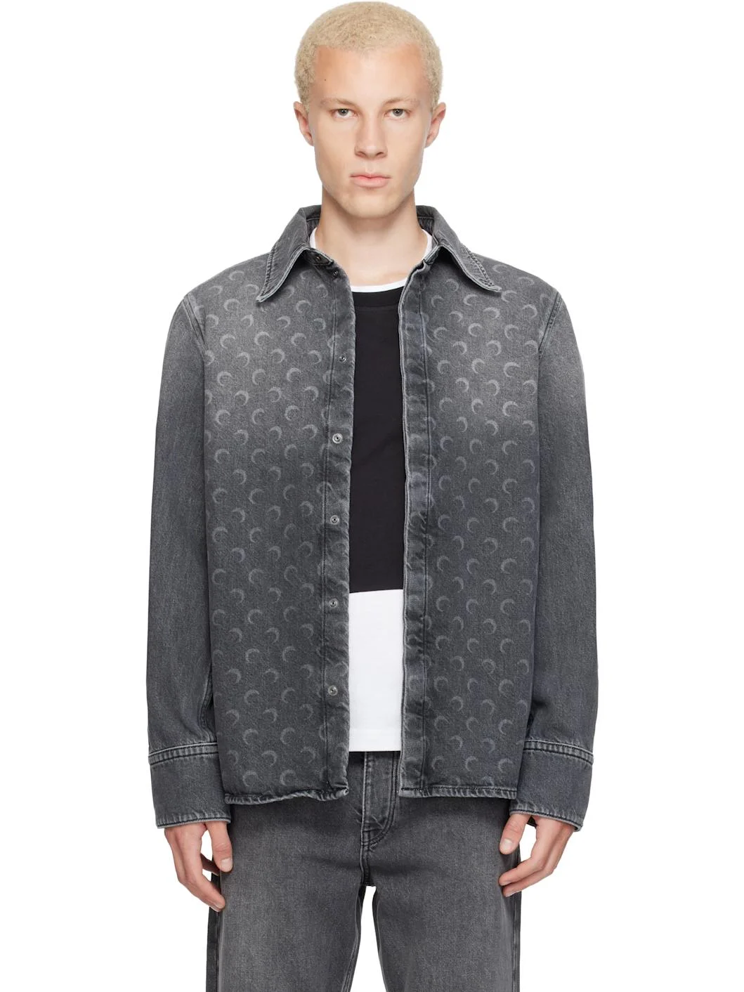 Gray Moon Laser Wash LS Denim Shirt - 1