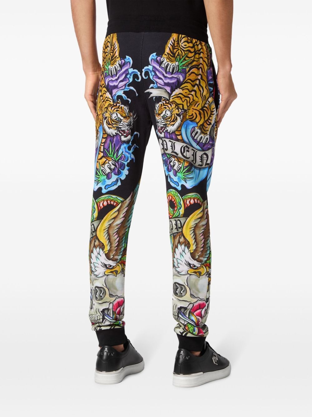 tattoo-print drawstring track pants - 4