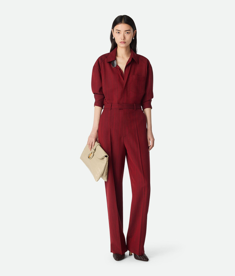 Wool Subtle Stripe Wide Trousers 1