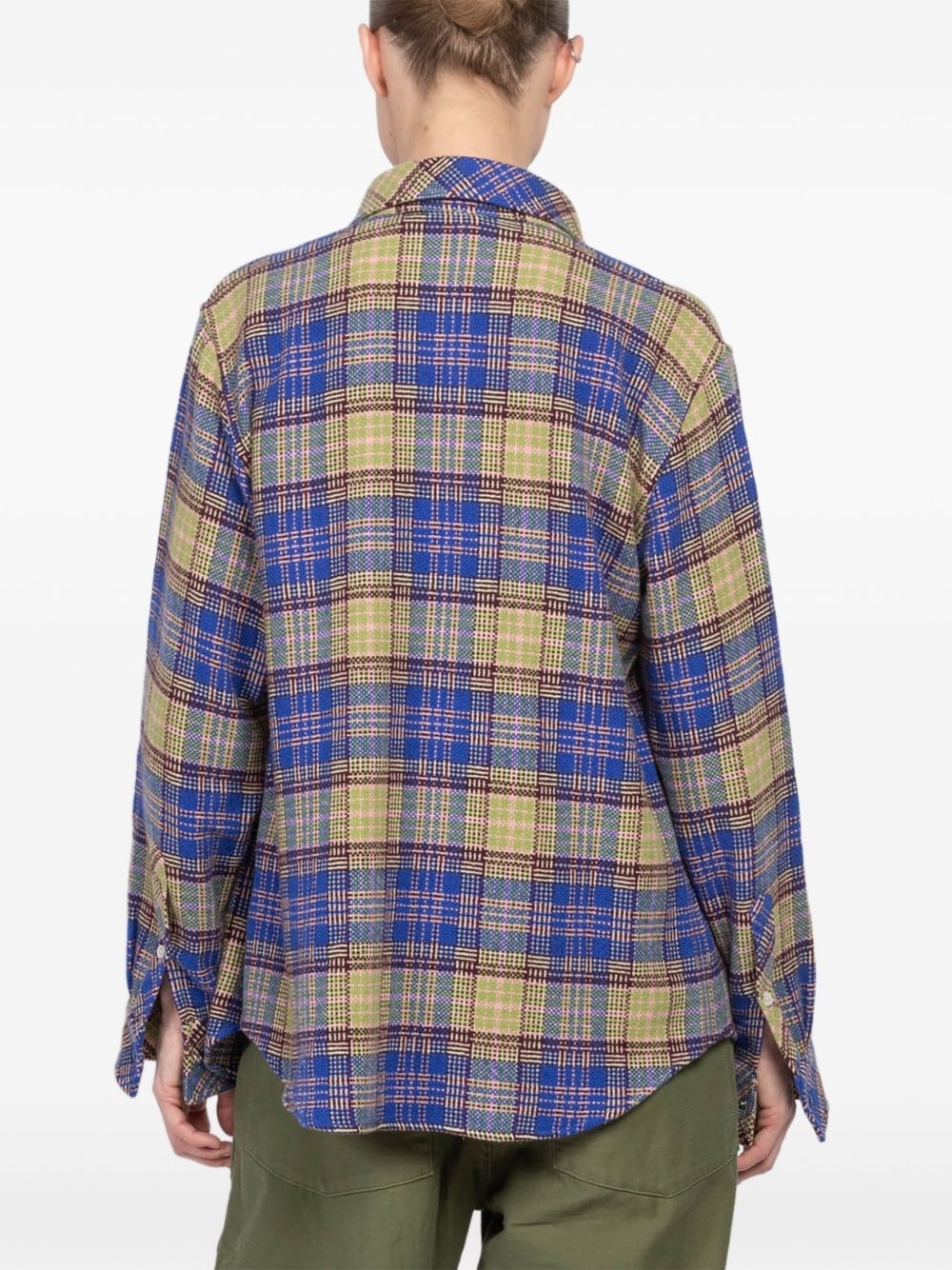 check-print cashmere overshirt - 4