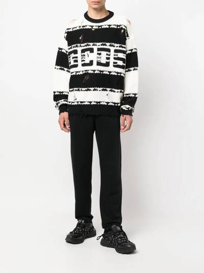 GCDS striped logo-intarsia jumper outlook