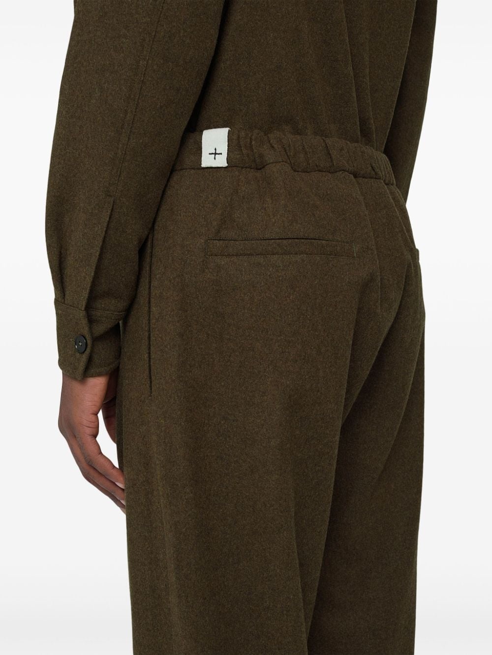 logo-patch wool tapered trousers - 5